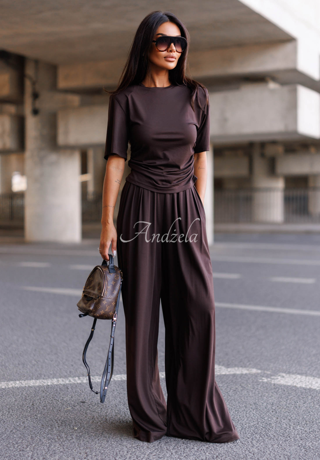 Pantaloni din viscoză wide leg cu pliuri Maybe Tonight