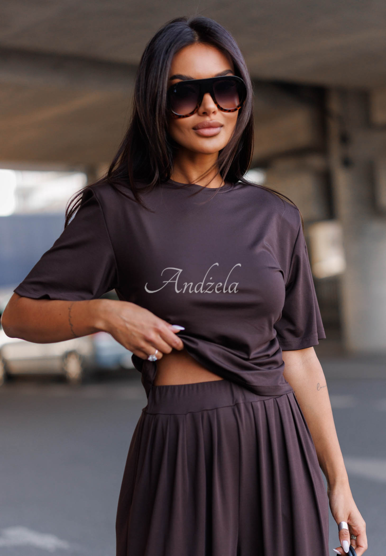 Pantaloni din viscoză wide leg cu pliuri Maybe Tonight