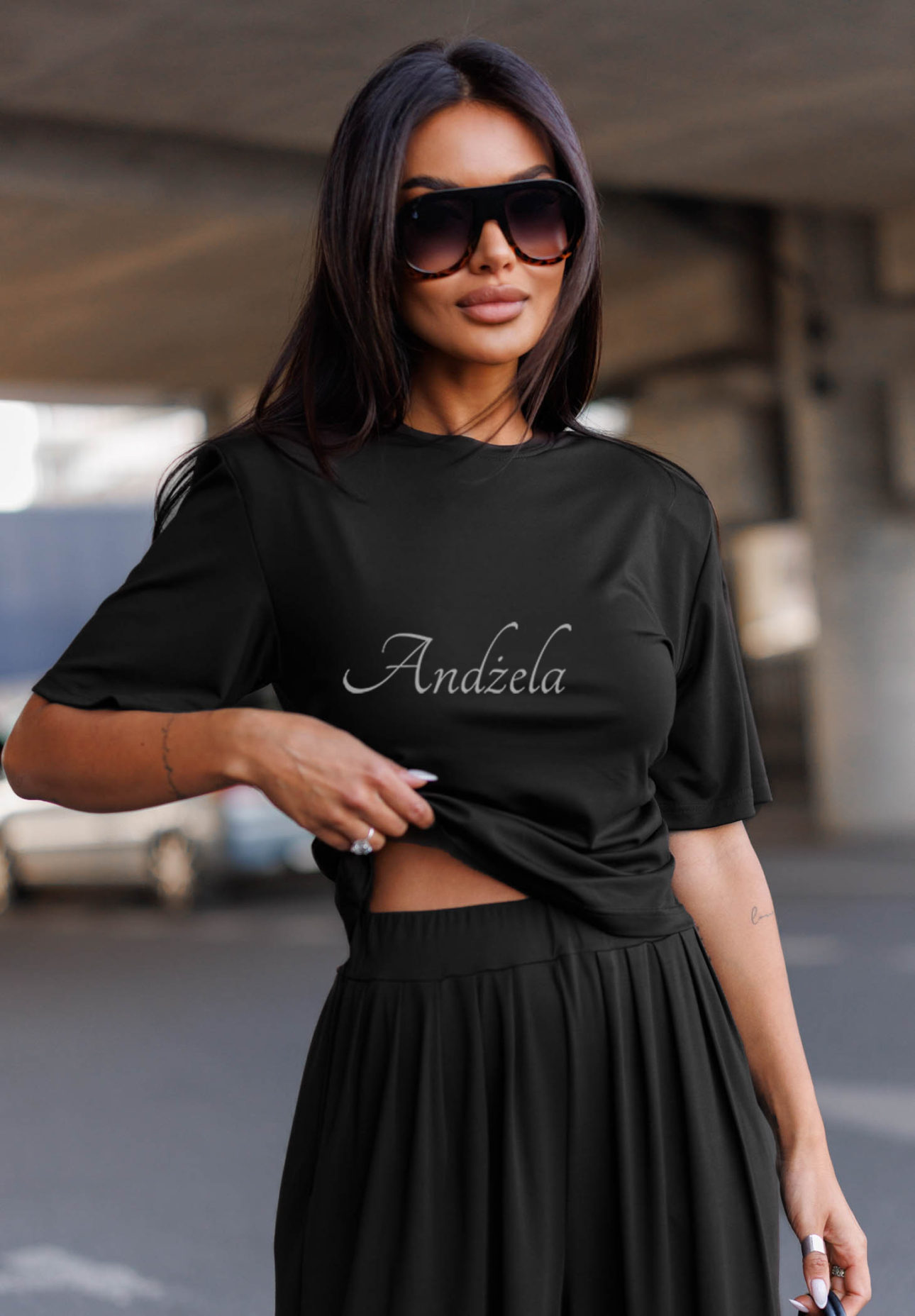 Pantaloni din viscoză wide leg cu pliuri Maybe Tonight