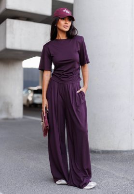 Pantaloni din viscoză wide leg cu pliuri Maybe Tonight
