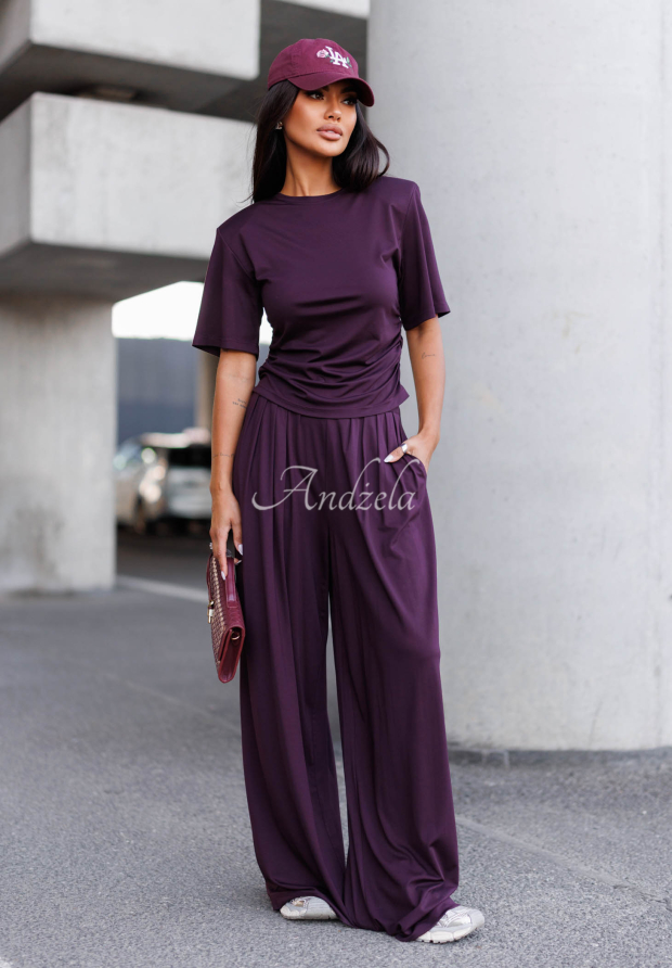 Pantaloni din viscoză wide leg cu pliuri Maybe Tonight