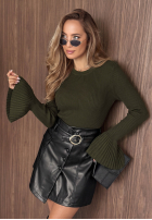 Prążkowana Bluză longsleeve dzwonek Everyday Mood ciocolatie