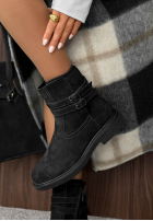 zamszowe Botine z klamrami Foggy Morning negre