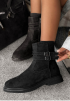 zamszowe Botine z klamrami Foggy Morning negre