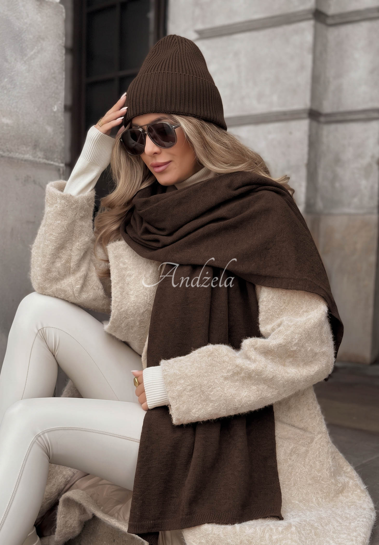 Set căciulă și fular cu lână și cașmir Arctic Romance