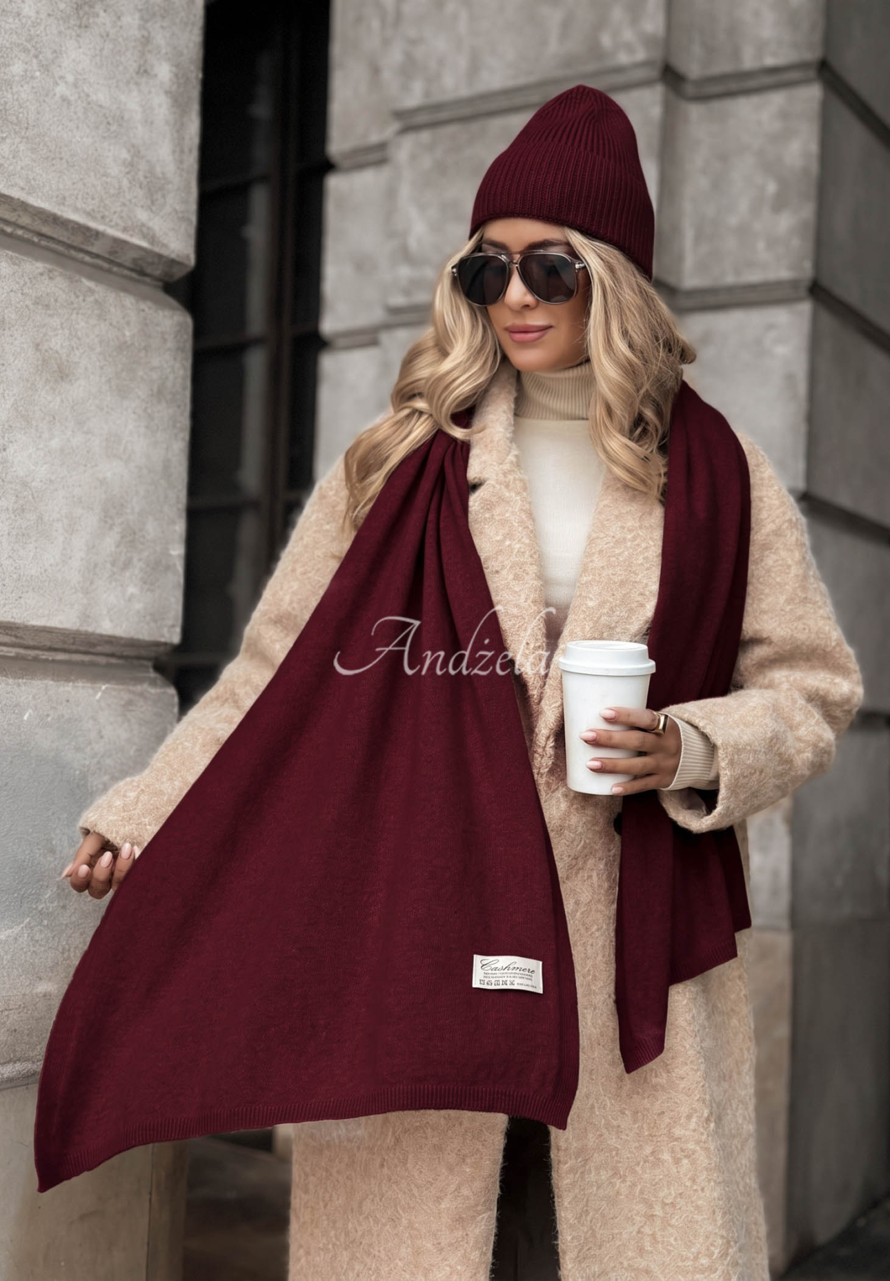 Set căciulă și fular cu lână și cașmir Arctic Romance