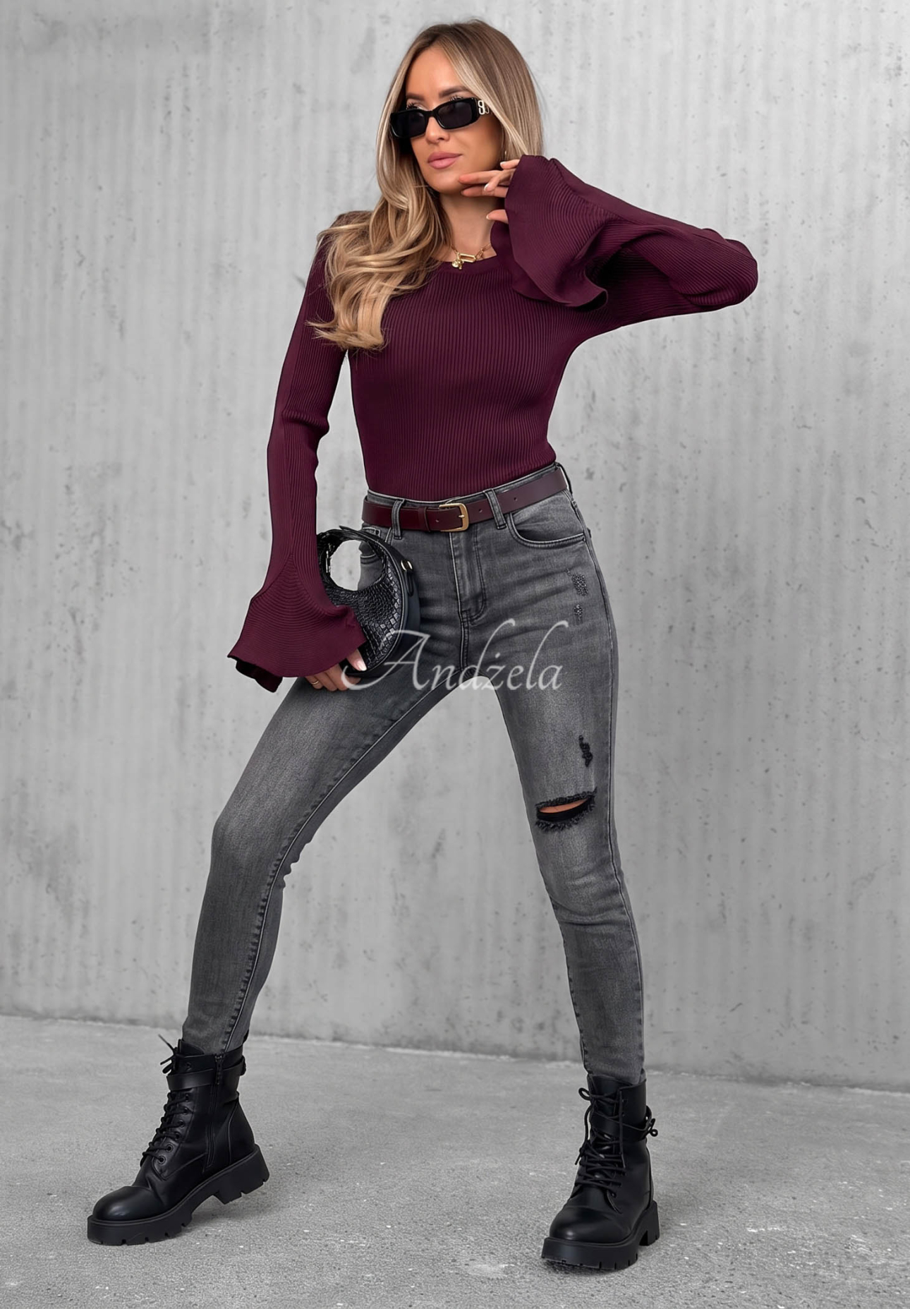 Blugi skinny cu abraziuni Another Side