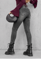 Pantaloni din denim skinny z przetarciami Another Side gri închis