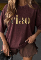 Tricou z napisem Golden Ciao ciocolatiu