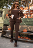 din material textil Pantaloni z gumką taliei Tea Mood ciocolatii