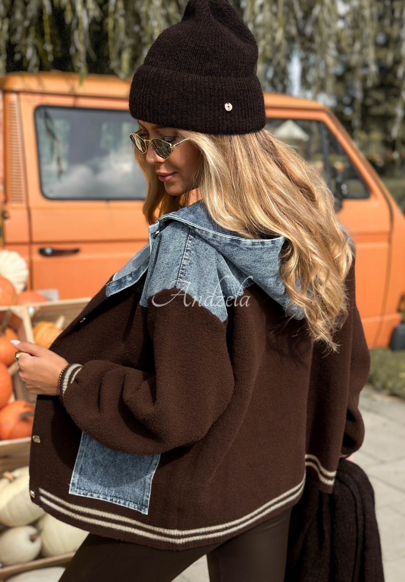 Hanorac tip baseball cu elemente din denim Cloudy Trails