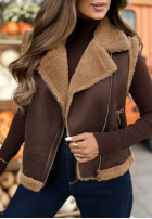 Scurtă skórzana Vestă z kożuszkiem Warm State negru