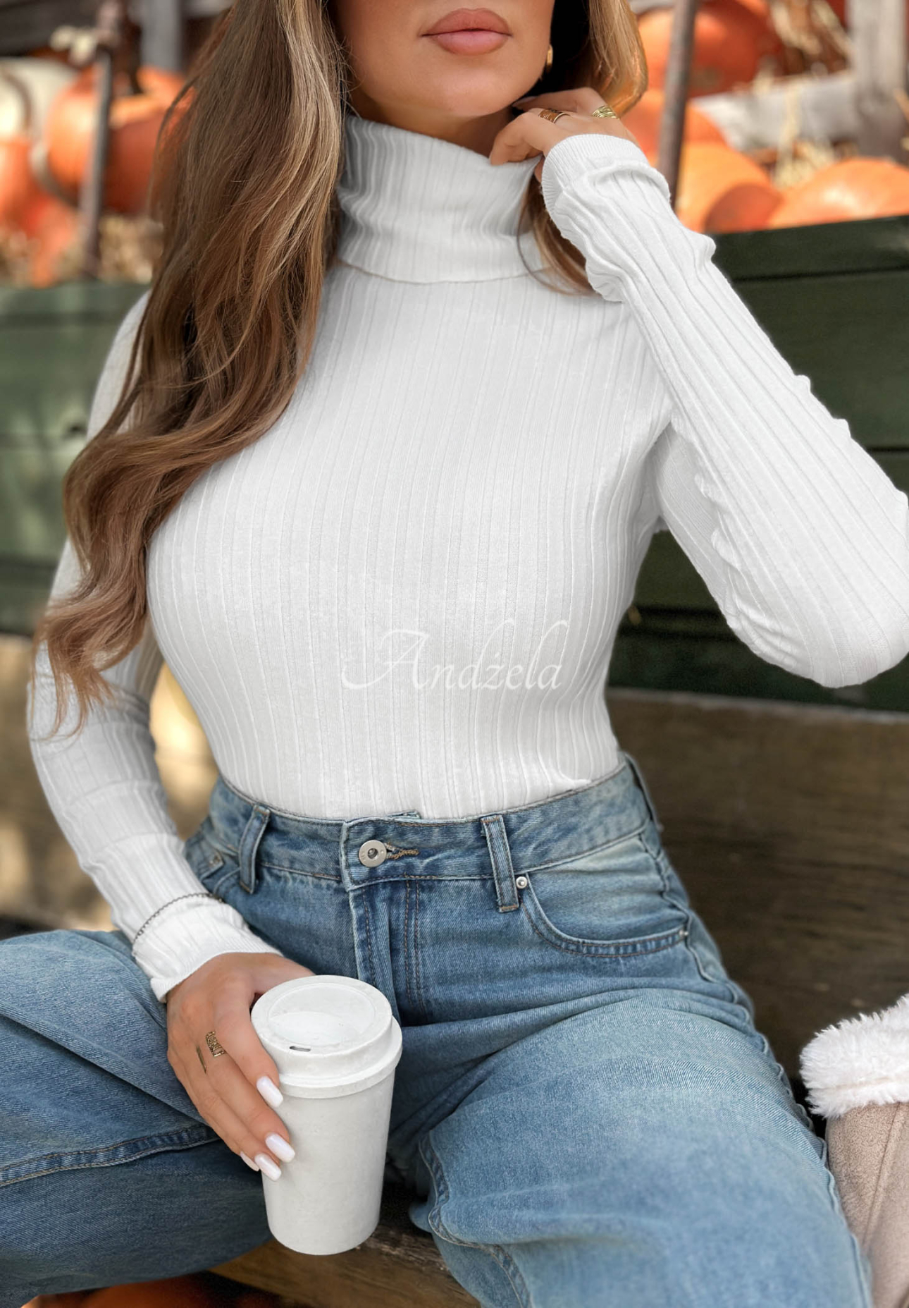 Pulover ușor din material striat Restful Pause cu guler