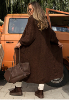 Długi Cardigan oversize z kieszeniami November Walk jasnobeżowy