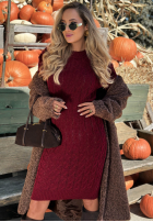 Sweterkowa Rochie midi z ozdobnym splotem Misty Darling bej