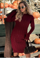 Sweterkowa Rochie midi z ozdobnym splotem Misty Darling bej
