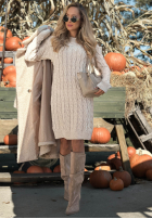 Sweterkowa Rochie midi z ozdobnym splotem Misty Darling bej
