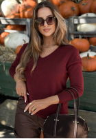 Pulover oversize z dekoltem w serek Modern Soul kaki