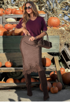 Fustă maxi z koronką Subtle Lace ciocolatie