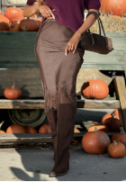 Fustă maxi z koronką Subtle Lace ciocolatie