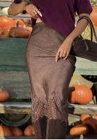 Fustă maxi z koronką Subtle Lace ciocolatie