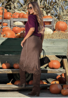 Fustă maxi z koronką Subtle Lace ciocolatie