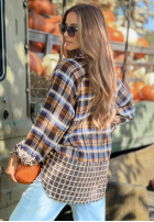 Asymetryczna Cămașă w kratę Soft Willow ciocolatie