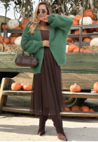 Moherowy Cardigan oversize bez zapięcia Cozy Latte maro
