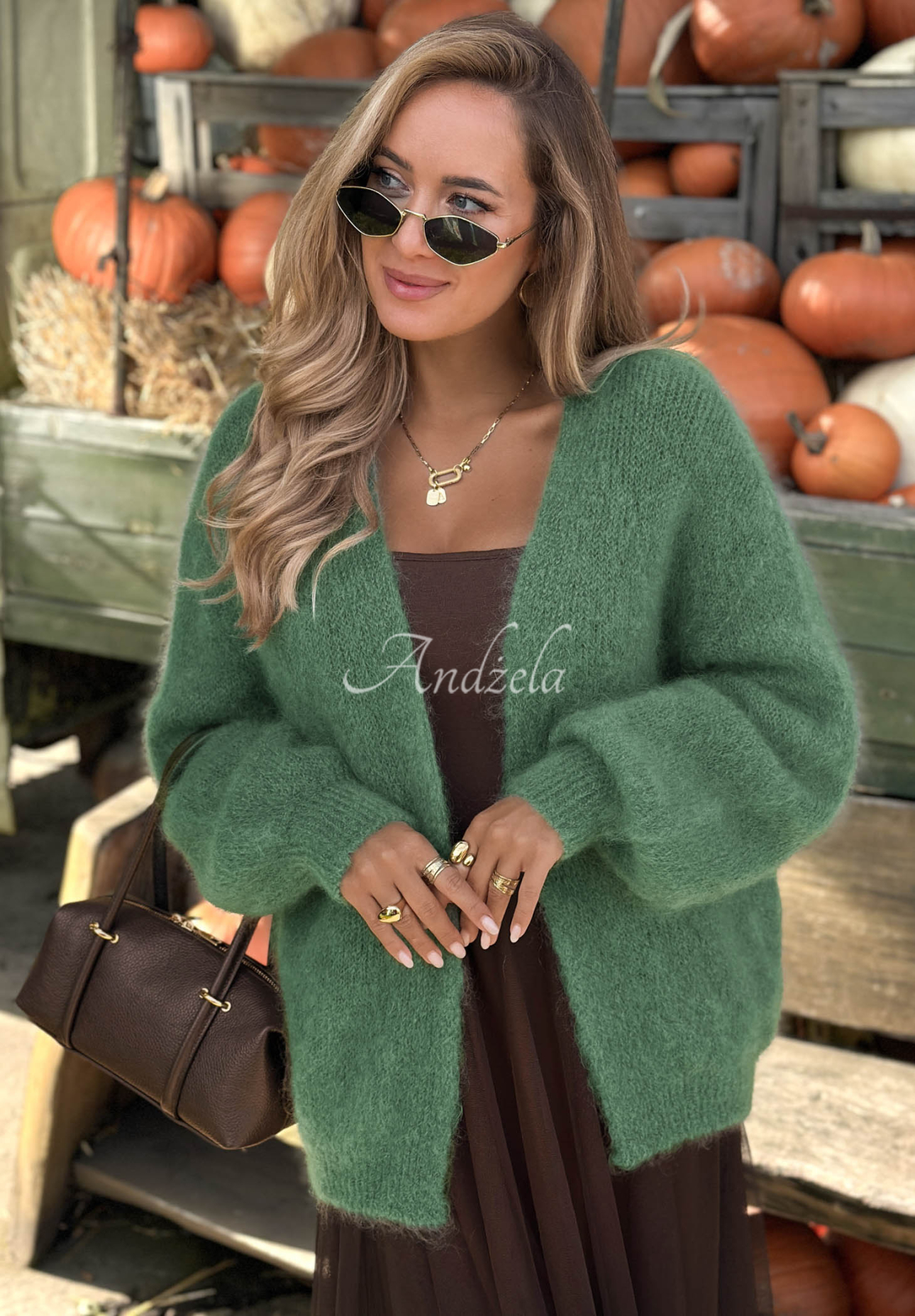 Cardigan oversize din mohair, fără închidere Cozy Latte
