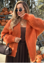 Moherowy Cardigan oversize bez zapięcia Cozy Latte maro