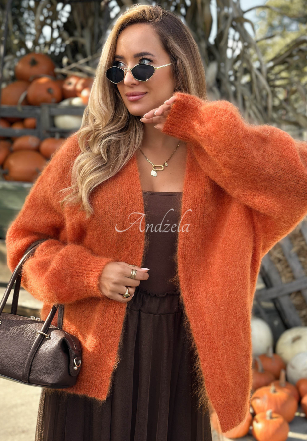 Cardigan oversize din mohair, fără &icirc;nchidere Cozy Latte