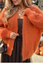 Moherowy Cardigan oversize bez zapięcia Cozy Latte maro