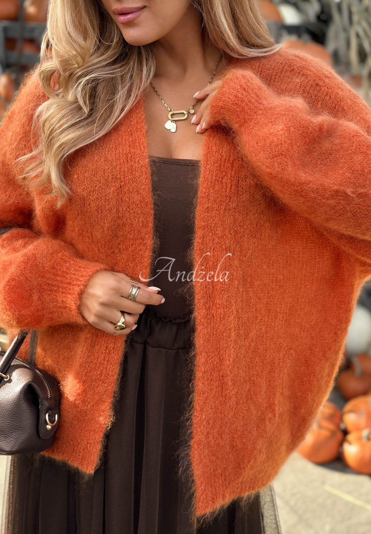 Cardigan oversize din mohair, fără închidere Cozy Latte