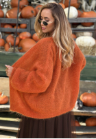 Moherowy Cardigan oversize bez zapięcia Cozy Latte maro