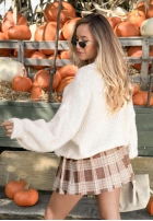 Plisowa Fustă mini w kratę Autumn Cutie bej