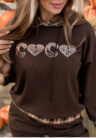 Hanorac z kapturem w kratę Coco Love ciocolatie