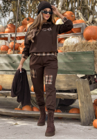 din material textil Pantaloni z naszywkami w kratę Coco Love ciocolatii