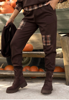 din material textil Pantaloni z naszywkami w kratę Coco Love ciocolatii