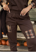 din material textil Pantaloni z naszywkami w kratę Coco Love ciocolatii