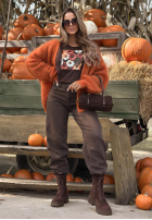 Bluză longsleeve z nadrukiem w kwiaty Autumn Sweetie mov afină
