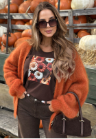 Bluză longsleeve z nadrukiem w kwiaty Autumn Sweetie mov afină
