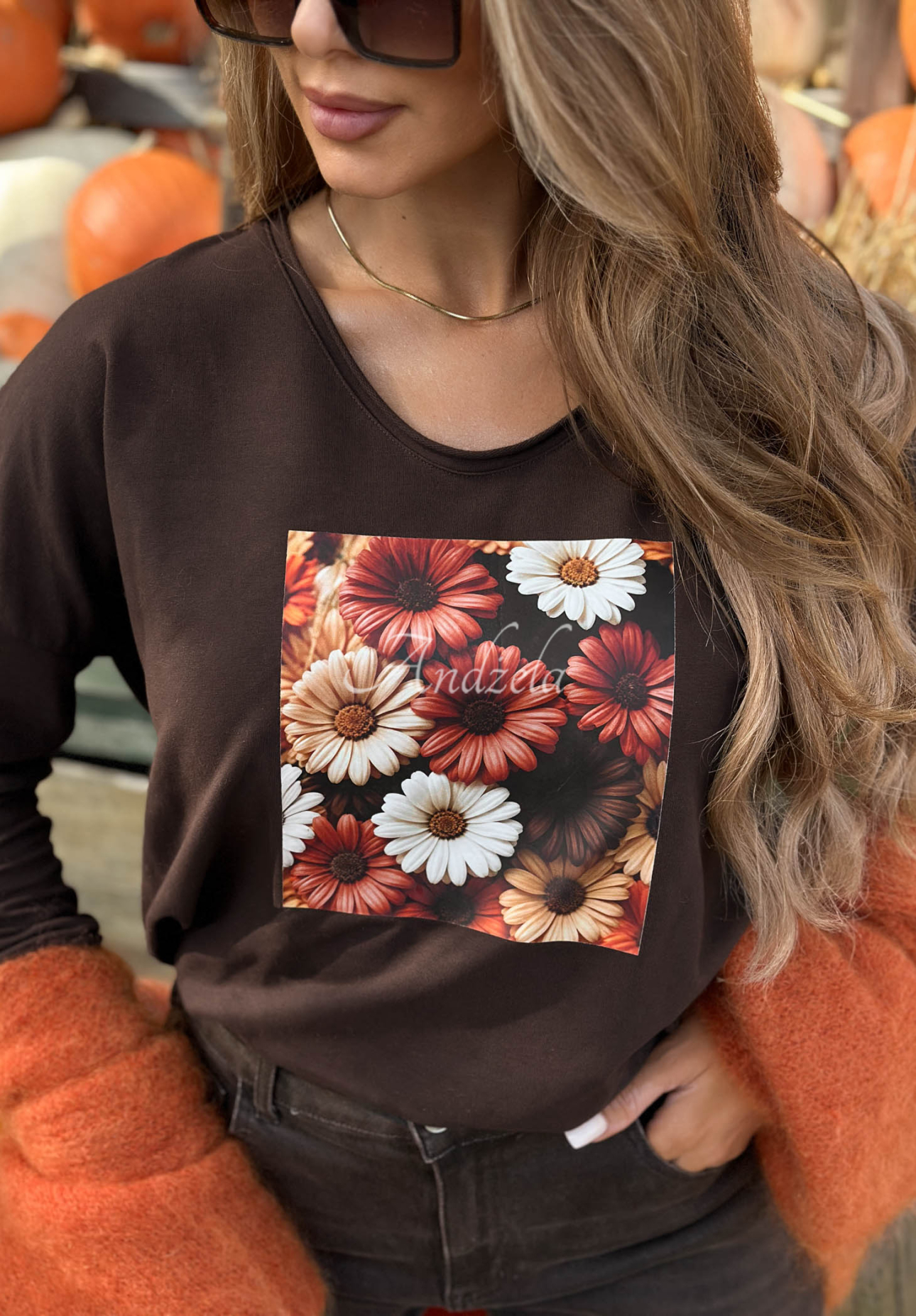 Bluză din bumbac cu mânecă lungă și imprimeu floral Autumn Sweetie