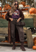 Bluză longsleeve z nadrukiem w kwiaty Autumn Sweetie mov afină