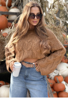 Ozdobnie pleciony Pulover Winter Diary ecru