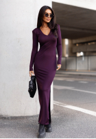 Rochie longsleeve z rozcięciem Let Me Dream mov prună