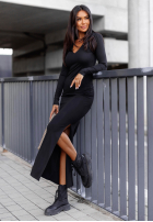 Rochie longsleeve z rozcięciem Let Me Dream mov prună