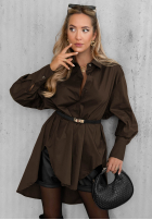 Asymetryczna Cămașă z kołnierzem Soft Darling kaki
