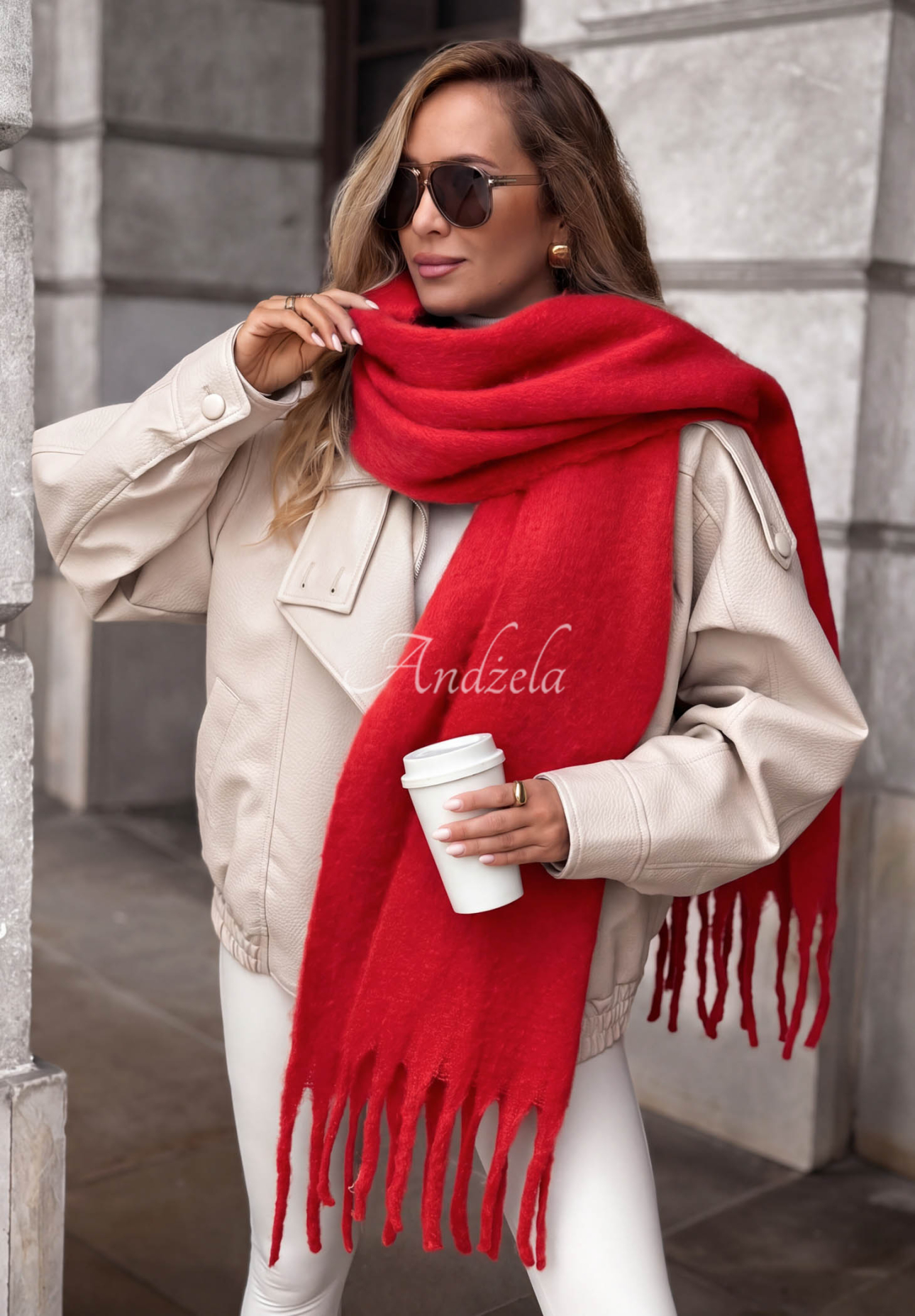 Fular moale cu franjuri Snow Darling