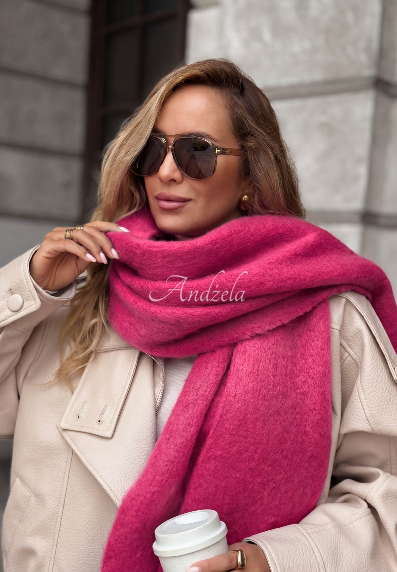 Fular moale cu franjuri Snow Darling