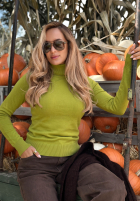 Dopasowany Pulover z golfem Solange măsliniu